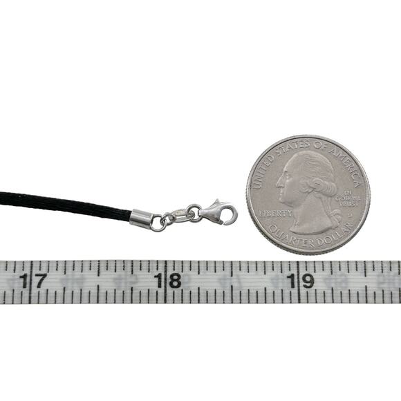 Vintage China Sterling Silver 925 3mm Black Corded Necklace 17.5"-18.5" - Picture 2 of 3